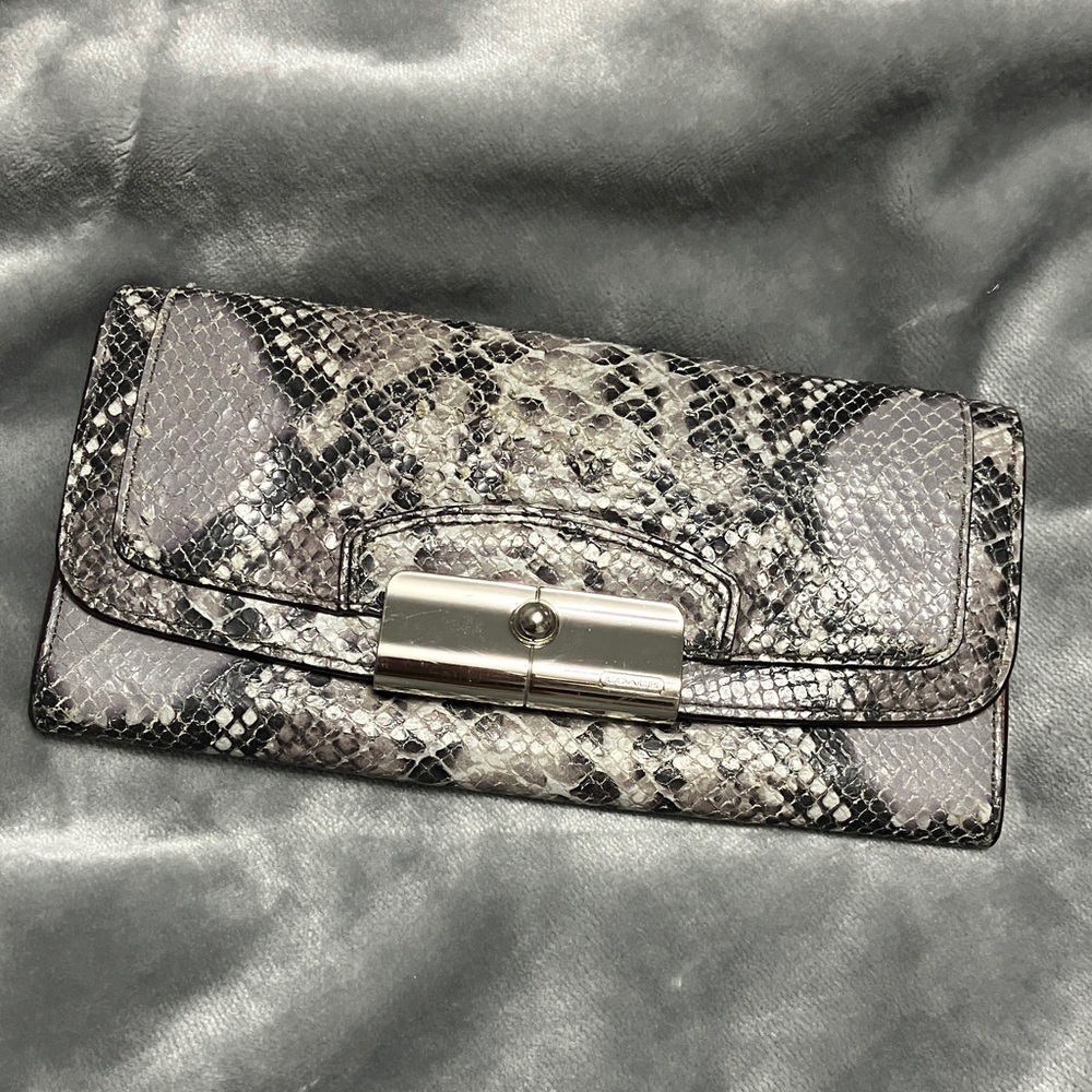 Coach Kristin Leather Clutch Wallet Embossed ‘Python’ Finish